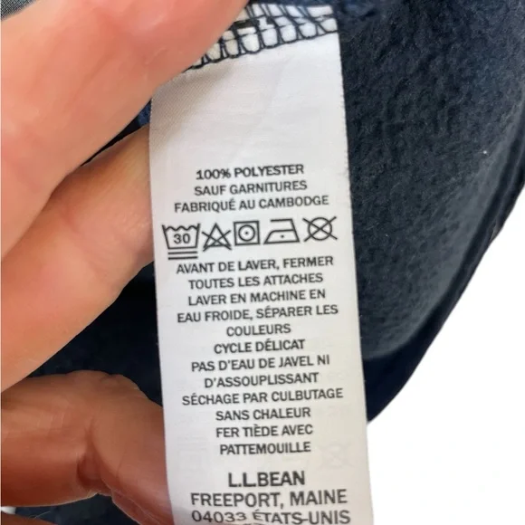 L.L. Bean Jacket Mens XLarge Blue Brown Hi Pile Fleece - Picture 6 of 7